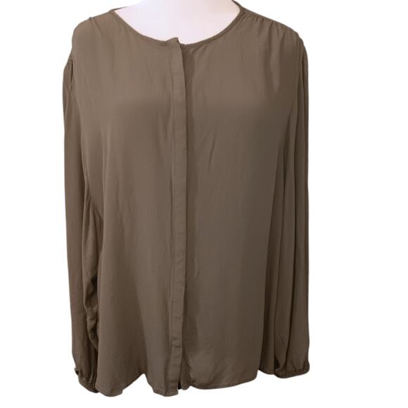 C&A (European) Blouse Top Olive Green Peasant Lagenlook Minimalist Flowy‎ XL/46 - Picture 5 of 6